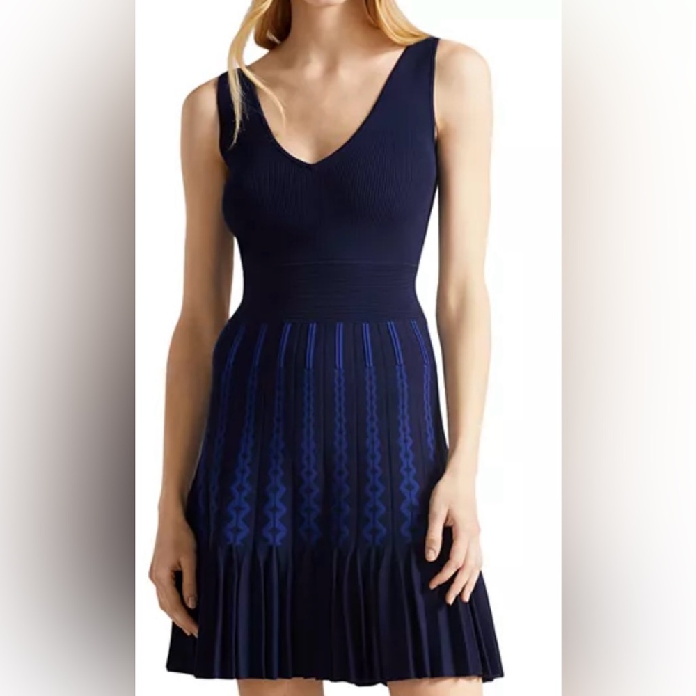 ted baker Elegant Navy Blue Pleated Skirt